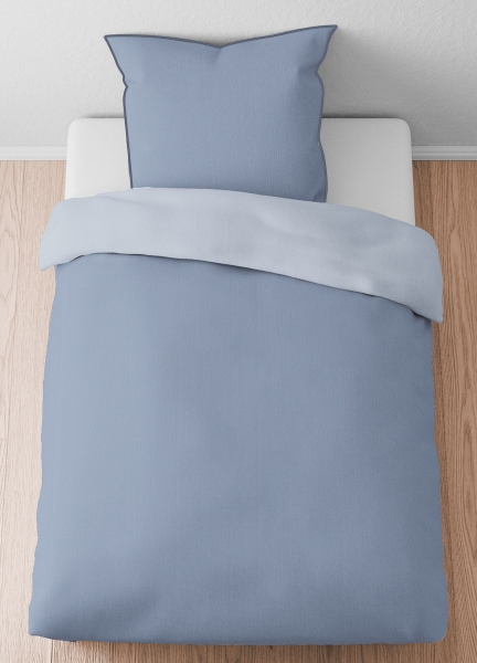 Biberna Mako-Baumwoll-Satin Bettwäsche 'Uni' 135 x 200 cm Blau